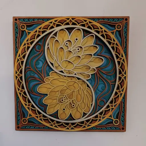 Décoration murale en bois – Yin & Yang floral